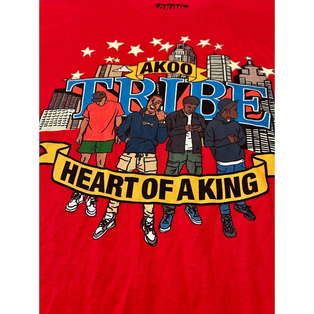 AKOO‎ Tribe Heart of a King Red Graphic T-Shirt Mens 4XL New 731-0284